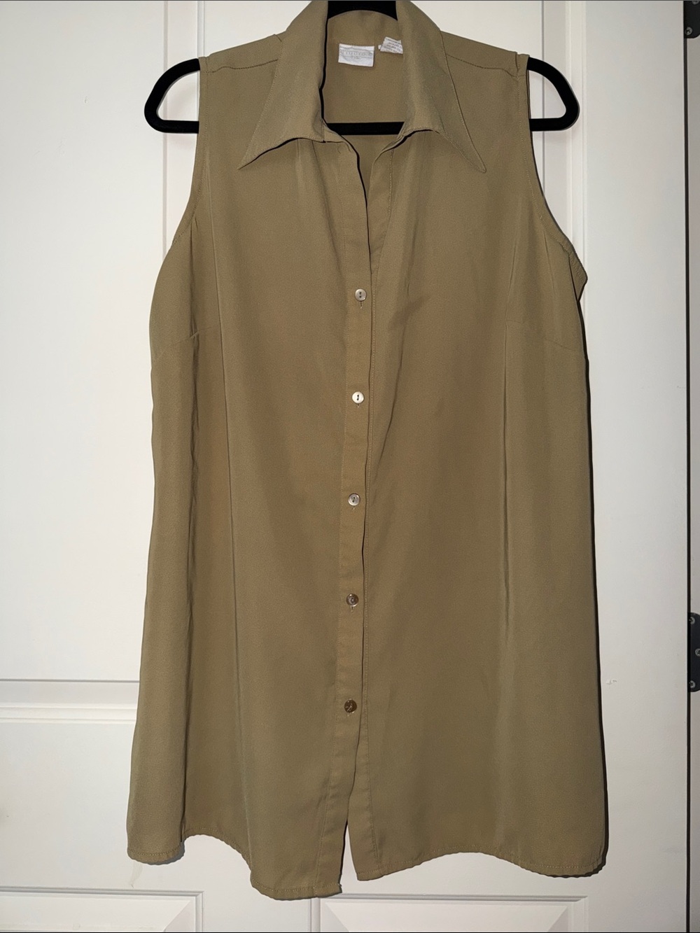 Sleeveless Button-Front Tunic in Olive Tan by